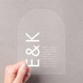 Invitations En Acrylique Arche Mariage Monogramme ultra moderne (In situ (ordinateur de poche))