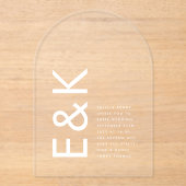 Invitations En Acrylique Arche Mariage Monogramme ultra moderne (Recto)