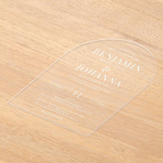 Invitations En Acrylique Arche Mariage transparent élégant (Poser)