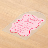 Invitations En Acrylique Arche rose rouge rétro ondulée douche nuptiale (Poser)
