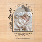 Invitations En Acrylique Arched Photo Elegant Script Birth Announcement (Recto)