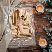 Invitations En Acrylique Arched Photo Elegant Script Save the Date