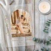 Invitations En Acrylique Arched Photo Elegant Script Save the Date