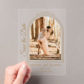 Invitations En Acrylique Arched Photo Elegant Script Save the Date (In situ (ordinateur de poche))