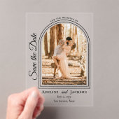 Invitations En Acrylique Arched Photo Elegant Script Save the Date (In situ (ordinateur de poche))