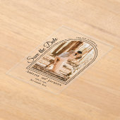 Invitations En Acrylique Arched Photo Elegant Script Save the Date (Poser)