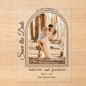 Invitations En Acrylique Arched Photo Elegant Script Save the Date (Recto)