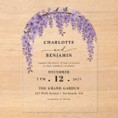 Invitations En Acrylique Arched Wisteria Branch Floral Garden Wedding (Recto)