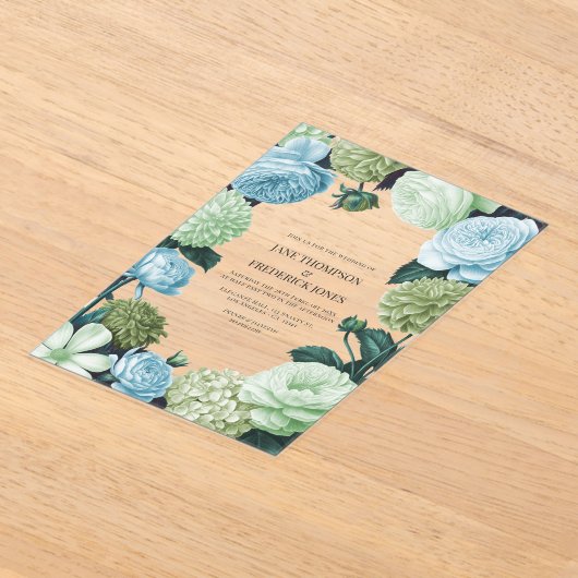 Invitations En Acrylique Arctic Blue, Frosted Pine & Cloud Moss Wedding (Poser)