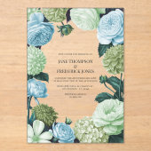 Invitations En Acrylique Arctic Blue, Frosted Pine & Cloud Moss Wedding (Recto)