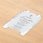 Invitations En Acrylique Argent Blanc Agate Confirmation Moderne Élégant (Poser)