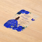 Invitations En Acrylique Argent et Royal Blue Princess Quinceañera (Poser)