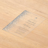 Invitations En Acrylique Argent Parties scintillant Edge Première communion (Poser)