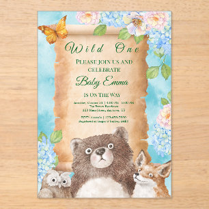 Invitations En Acrylique Art aquarelle pour Baby Shower sur le thème de la