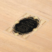 Invitations En Acrylique Art Deco Black and Gold Geometric Wedding (Poser)