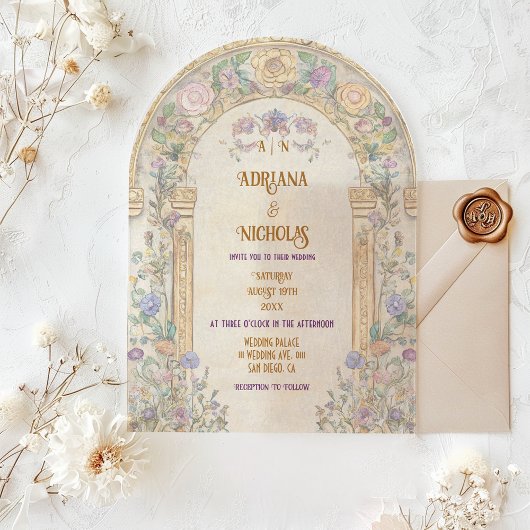 Invitations En Acrylique Art Nouveau Pastel Floral Mariage