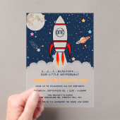 Invitations En Acrylique Astronaut Rocket Espace extra-atmosphérique 1er an (In situ (ordinateur de poche))