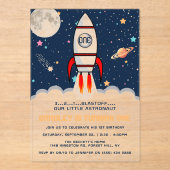 Invitations En Acrylique Astronaut Rocket Espace extra-atmosphérique 1er an (Recto)