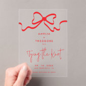 Invitations En Acrylique Attacher le noeud rouge Bow Enregistrer le Mariage (In situ (ordinateur de poche))