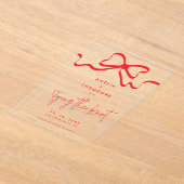 Invitations En Acrylique Attacher le noeud rouge Bow Enregistrer le Mariage (Poser)