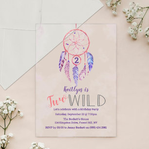 Invitations En Acrylique Attrape-rêves Deux Sauvages 2e Anniversaire