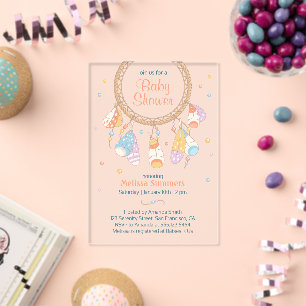 Invitations En Acrylique Attrape-rêves Tribal Boho Baby Shower Transparent