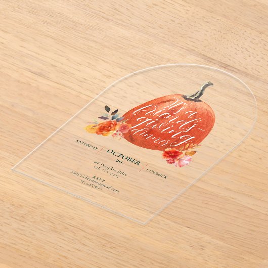 Invitations En Acrylique Automne Amitié de l'automne Citrouille d'aquarelle (Poser)