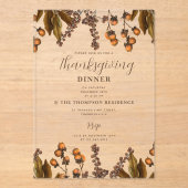 Invitations En Acrylique Automne Automne Aquarelle Feuillage Thanksgiving D (Recto)