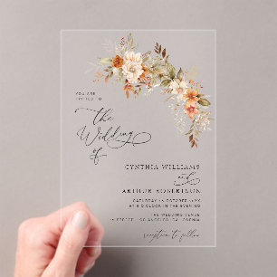 Invitations En Acrylique Automne automne florales mariage