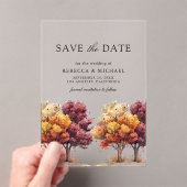 Invitations En Acrylique Automne Burgundy Arbres Mariage Sauvez la date (In situ (ordinateur de poche))