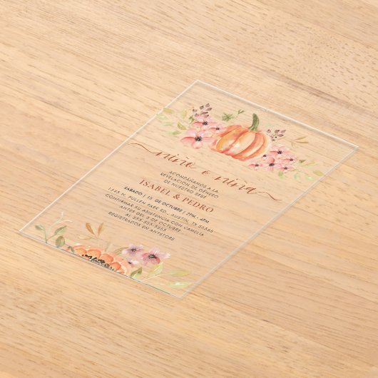 Invitations En Acrylique Automne Citrouille Rustique Boho Espagnol Genre Ré (Poser)