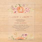 Invitations En Acrylique Automne Citrouille Rustique Boho Espagnol Genre Ré (Recto)