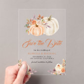 Invitations En Acrylique Automne Earthy Floral Citrouille mariage Enregistr (In situ (ordinateur de poche))