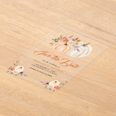 Invitations En Acrylique Automne Earthy Floral Citrouille mariage Enregistr (Poser)
