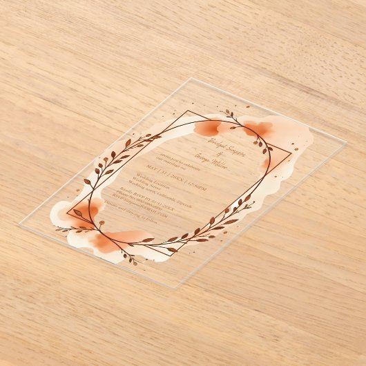 Invitations En Acrylique Automne Pêche verdure Aquarelle Cadre (Poser)