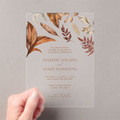 Invitations En Acrylique Automne Rustique Terracotta Floral Mariage (In situ (ordinateur de poche))
