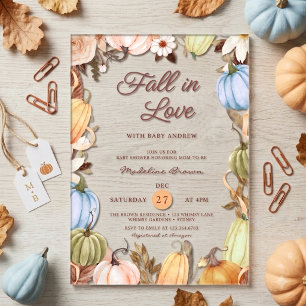 Invitations En Acrylique Automne rustique Tomber amoureux Citrouille Terre