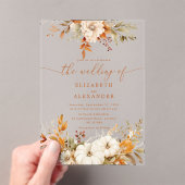 Invitations En Acrylique Automne terre cuite fleurie mariage élégant (In situ (ordinateur de poche))