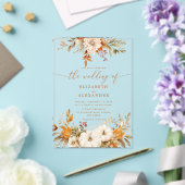 Invitations En Acrylique Automne terre cuite fleurie mariage élégant (Insitu (Mariage))