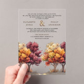 Invitations En Acrylique Autumn Fall Burgundy Trees Wedding (In situ (ordinateur de poche))