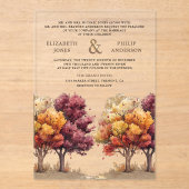 Invitations En Acrylique Autumn Fall Burgundy Trees Wedding (Recto)