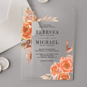 Invitations En Acrylique Autumn Fall Burnt Orange Floral Terracotta Wedding