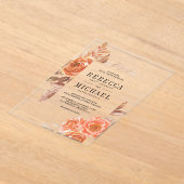Invitations En Acrylique Autumn Fall Burnt Orange Floral Terracotta Wedding (Poser)