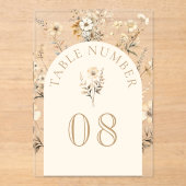 Invitations En Acrylique Autumn Wildflower Wedding Acrylic Table Number (Recto)