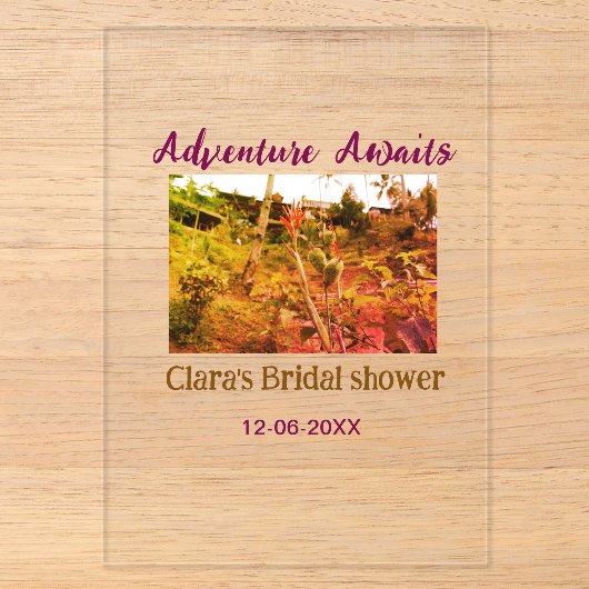 Invitations En Acrylique aventure dans les rizières nom de la baby shower (Recto)
