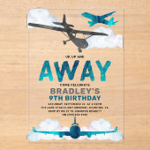 Invitations En Acrylique Avion Aviation Tout âge Anniversaire Partie (Recto)