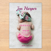 Invitations En Acrylique Baby birth stats add name place date keepsake memo (Recto)