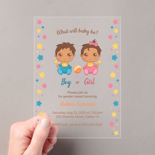Invitations En Acrylique Baby Boy Girl Gender Reveal Party 2 (In situ (ordinateur de poche))