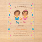 Invitations En Acrylique Baby Boy Girl Gender Reveal Party 2 (Recto)