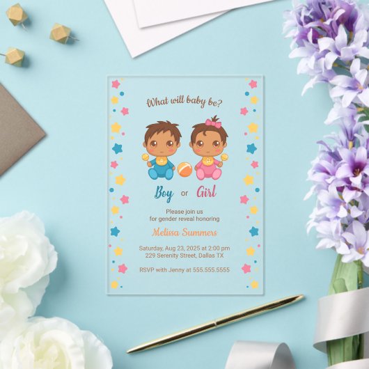 Invitations En Acrylique Baby Boy Girl Gender Reveal Party 2 (Insitu (Mariage))